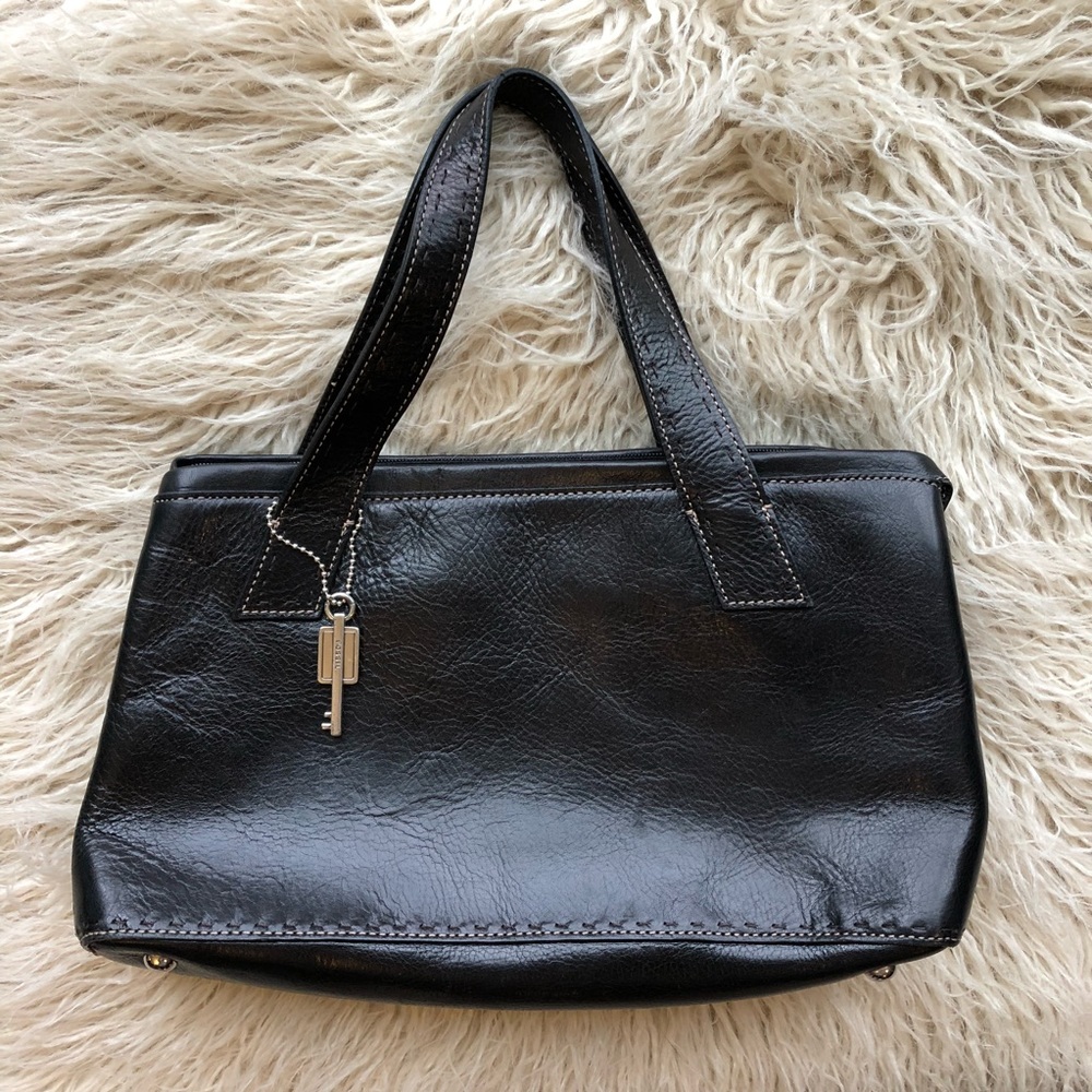 FOSSIL Black Genuine Leather Handbag
